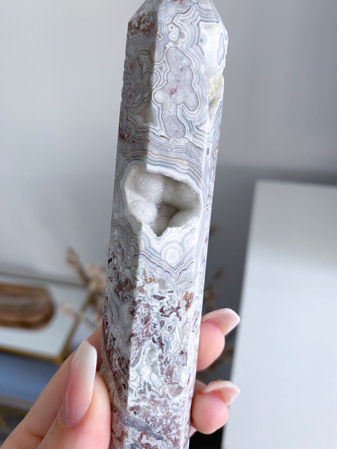 Crazy Lace Agate Tower 6" 