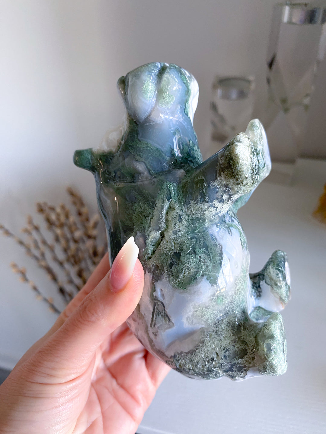 1lb Large Moss Agate Hippo