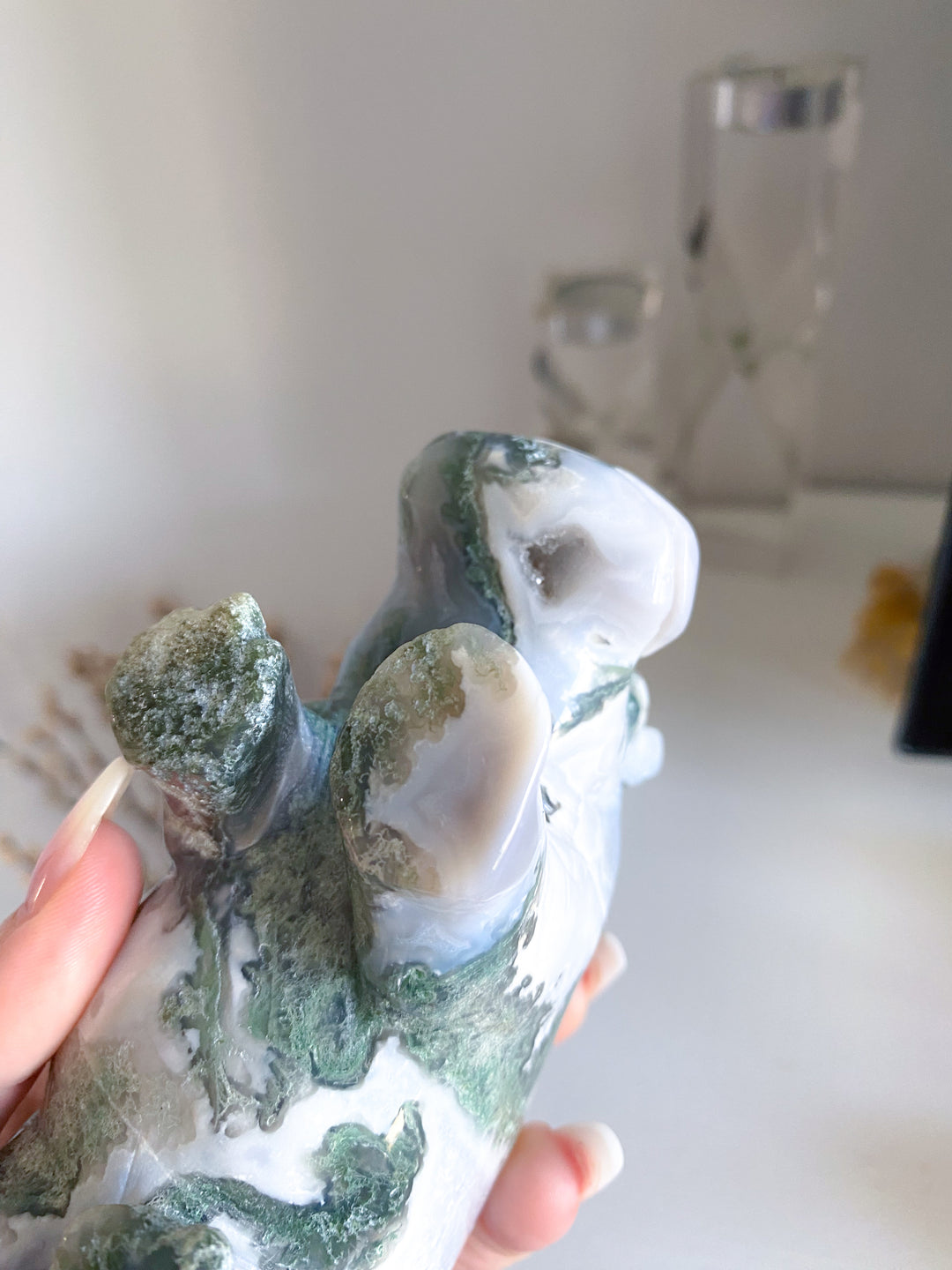 1lb Large Moss Agate Hippo