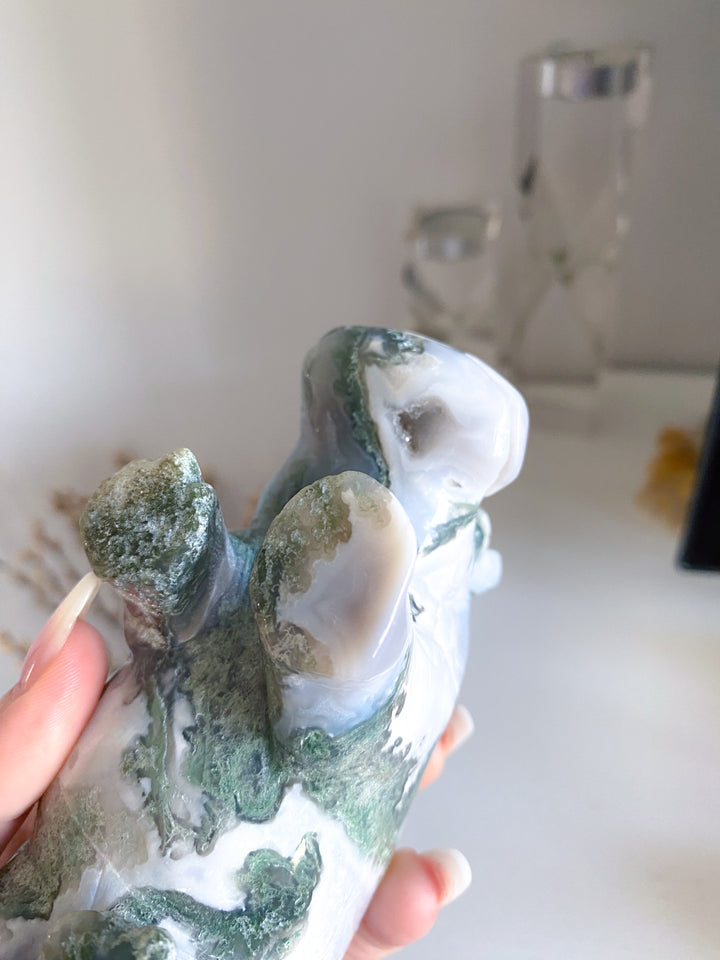 1lb Large Moss Agate Hippo