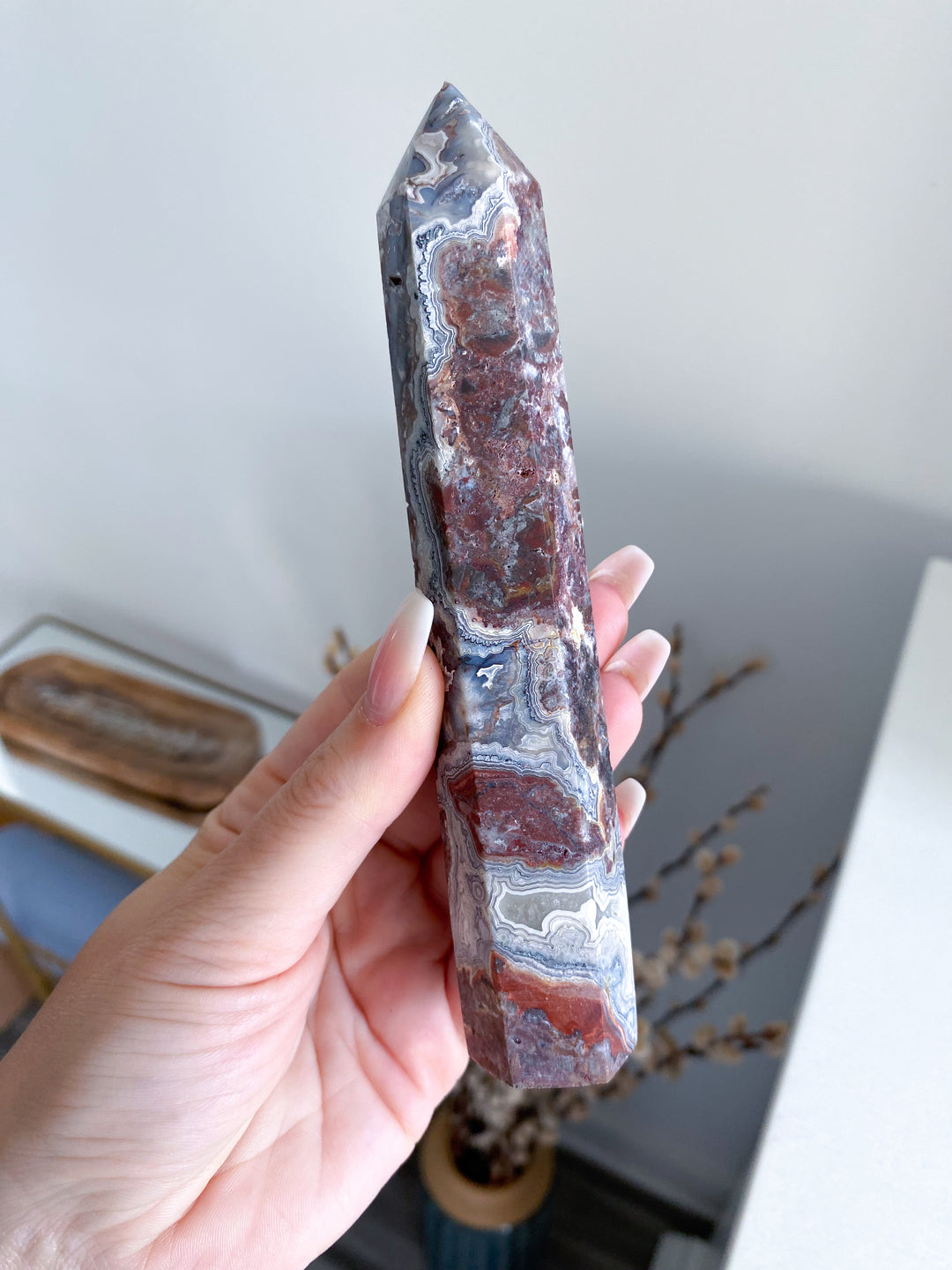 Mexican Crazy Lace Agate Tower 6"