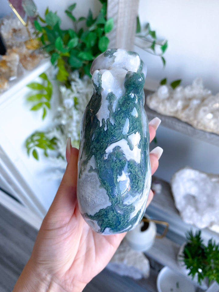 1lb Large Moss Agate Hippo