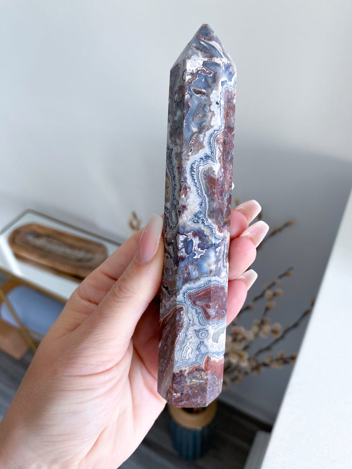 Mexican Crazy Lace Agate Tower 6"