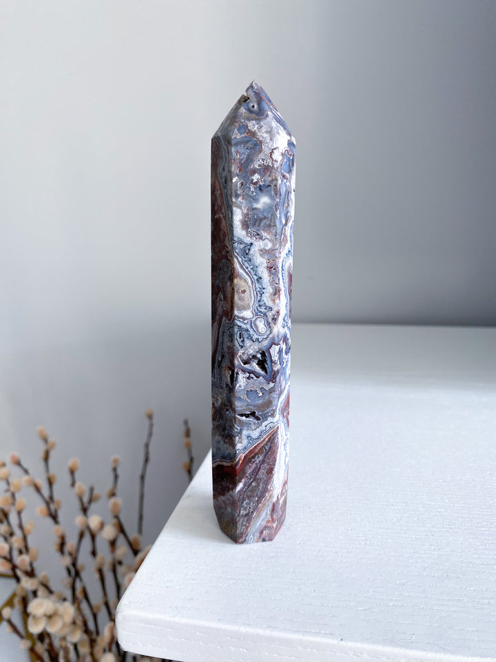 Mexican Crazy Lace Agate Tower 6"
