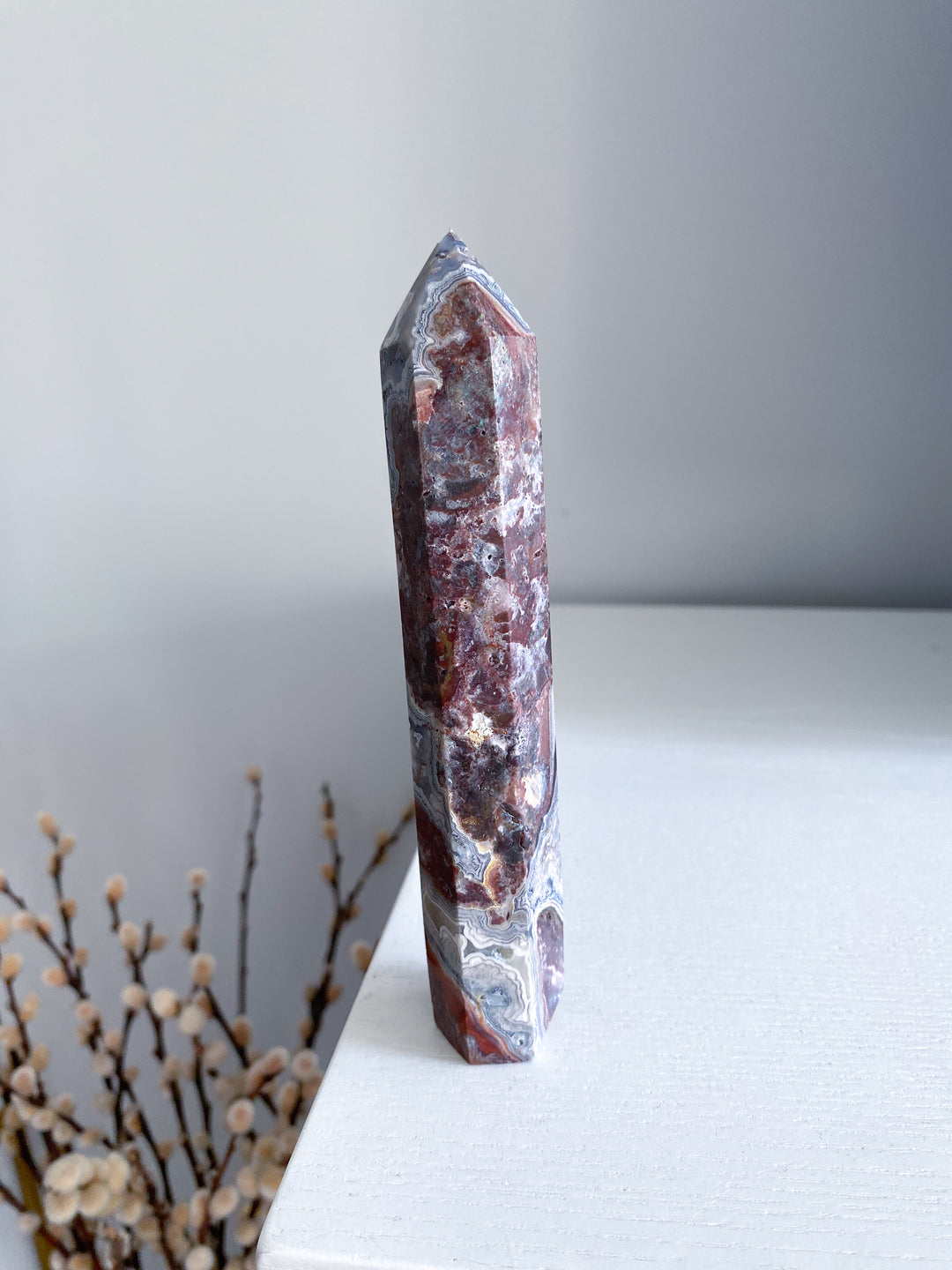 Mexican Crazy Lace Agate Tower 6"
