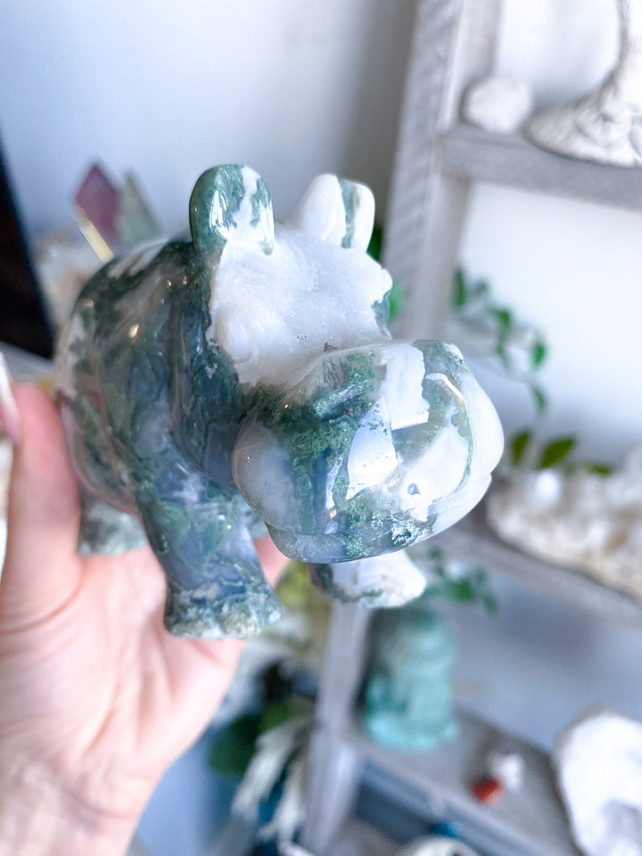 1lb Large Moss Agate Hippo