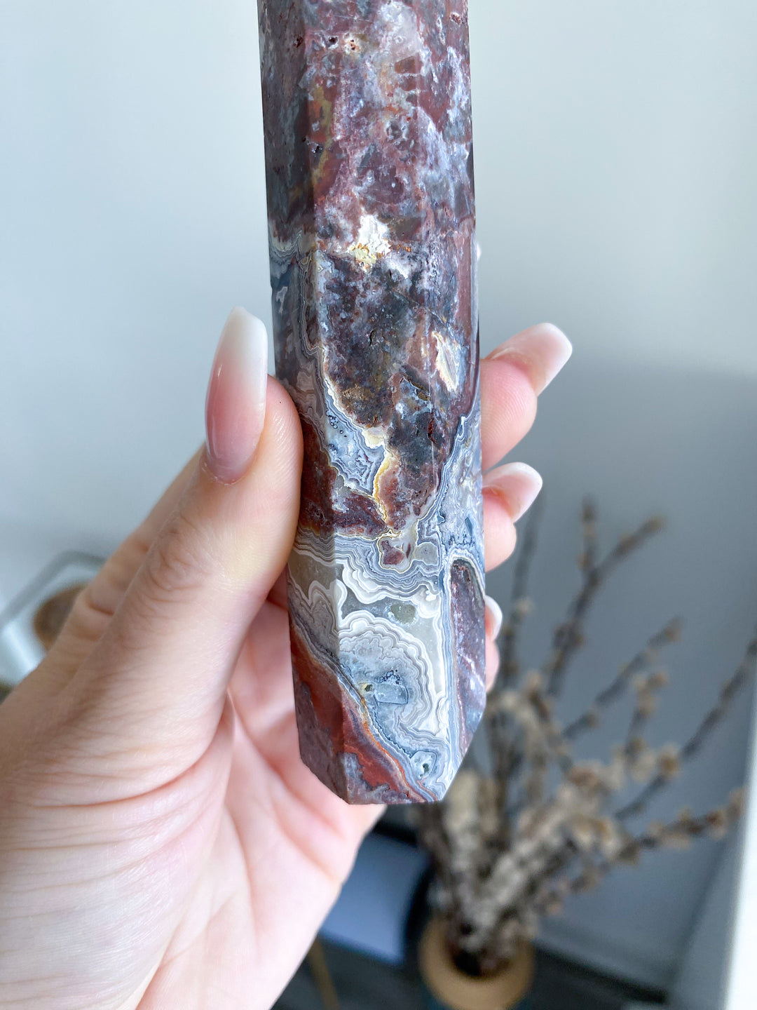Mexican Crazy Lace Agate Tower 6"