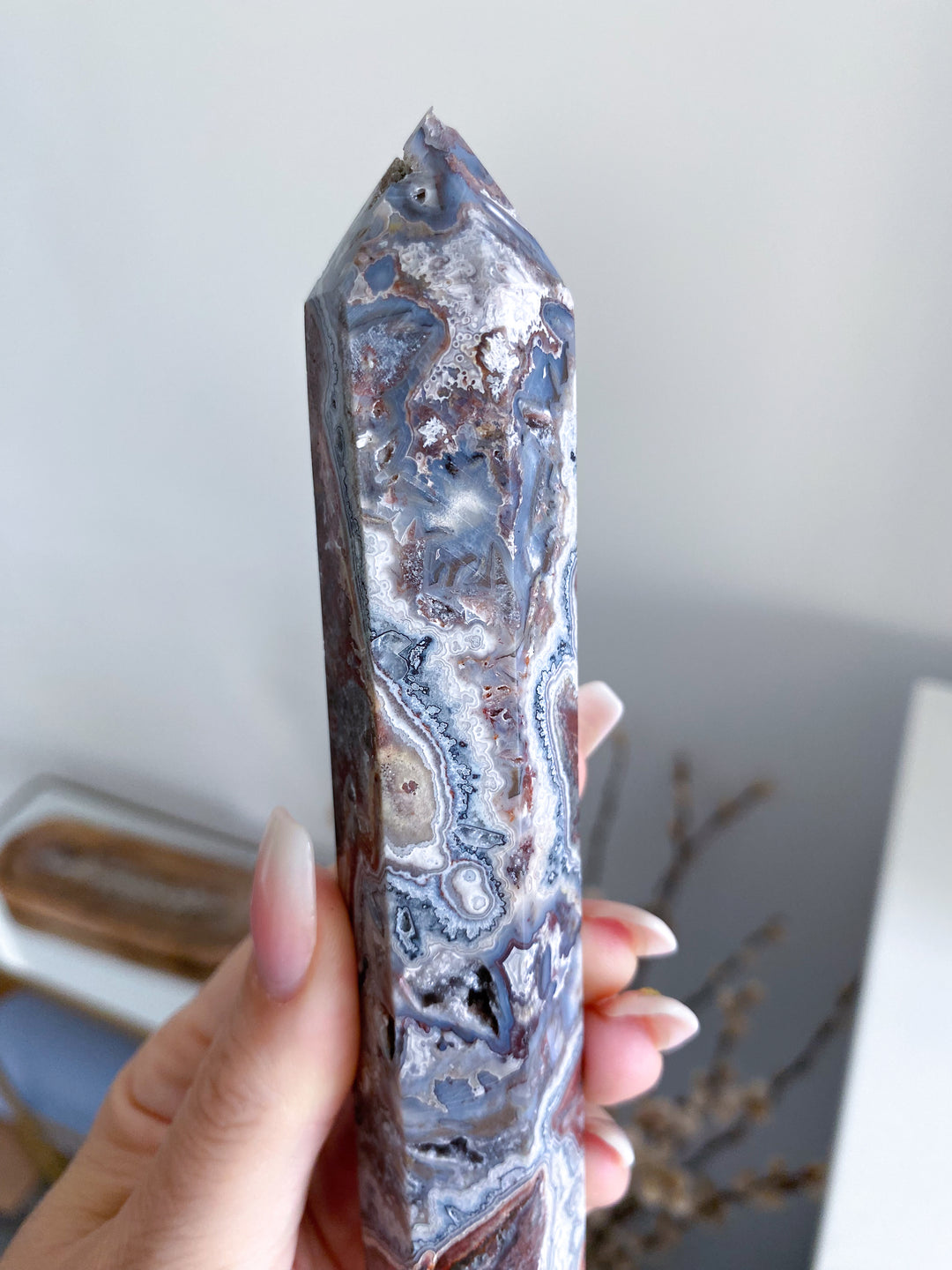 Mexican Crazy Lace Agate Tower 6"