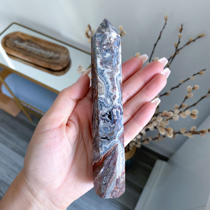 Mexican Crazy Lace Agate Tower 6"