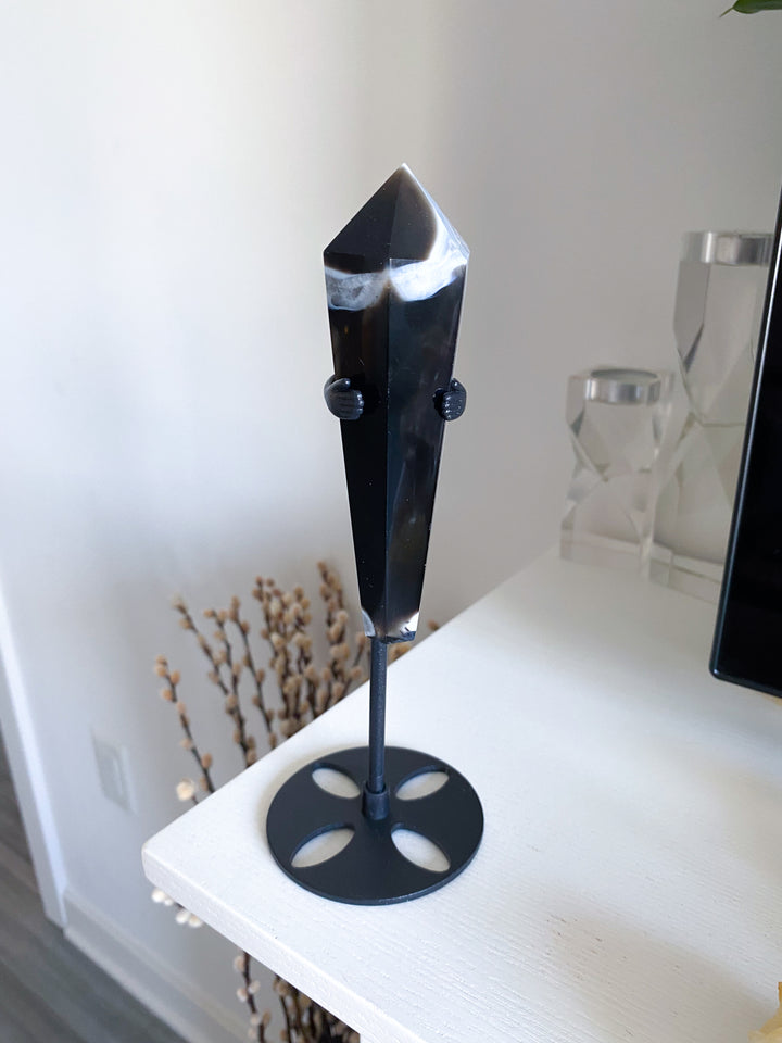 Black Agate Wand on Stand - Get Exact Piece