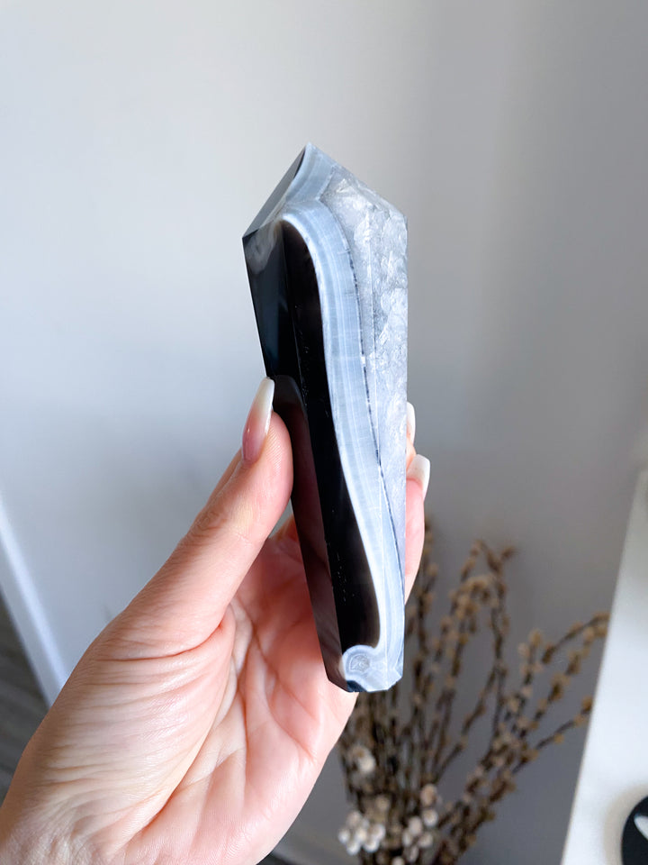 Black Agate Wand on Stand - Get Exact Piece