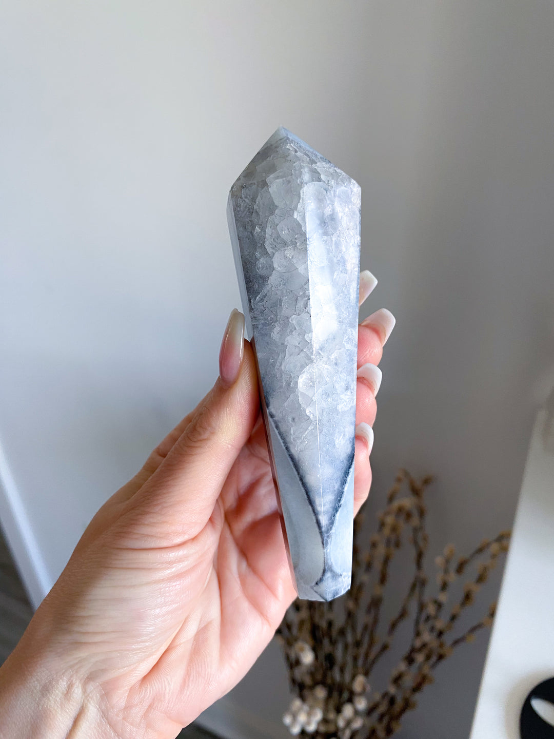 Black Agate Wand on Stand - Get Exact Piece
