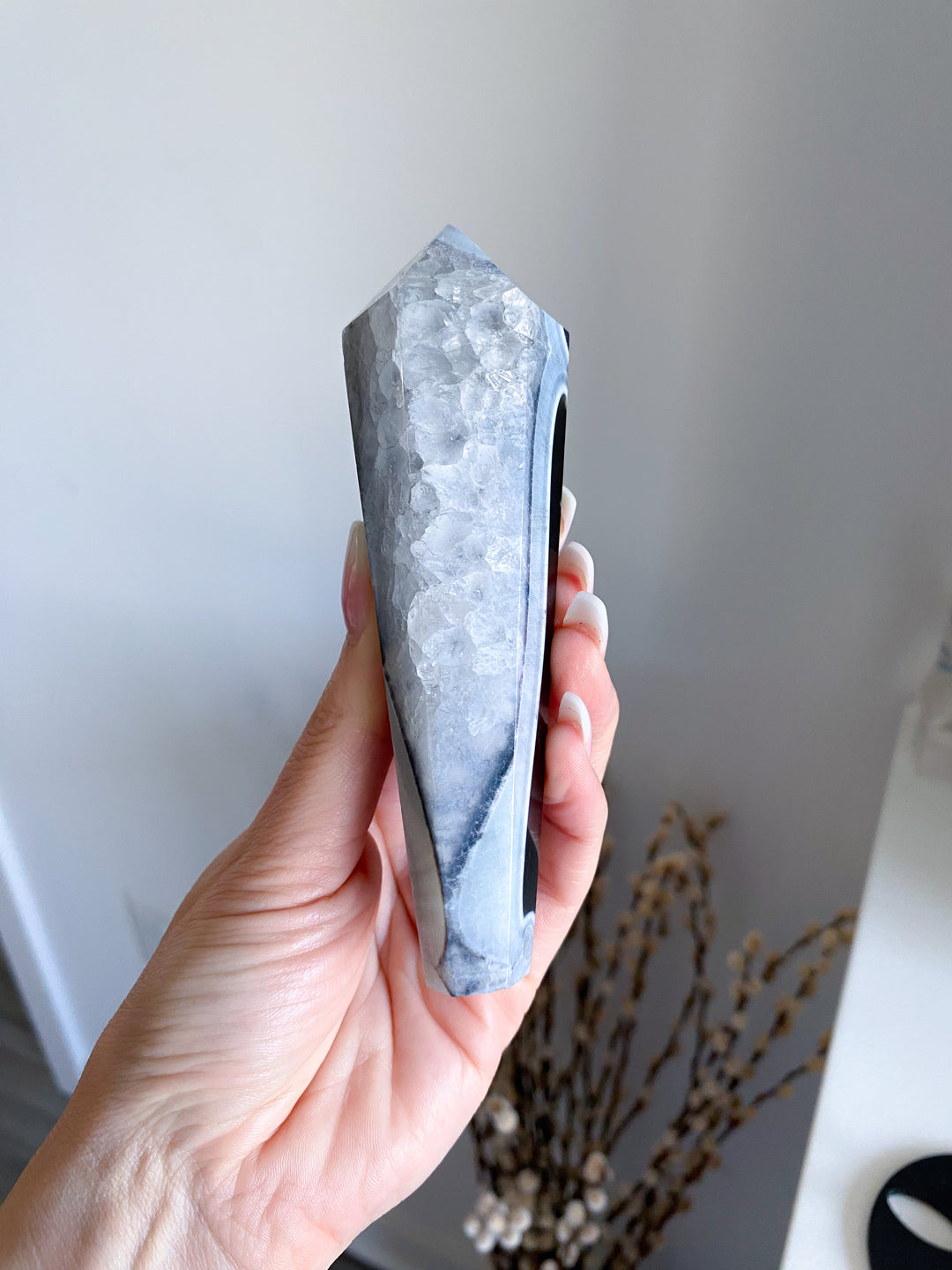 Black Agate Wand on Stand - Get Exact Piece