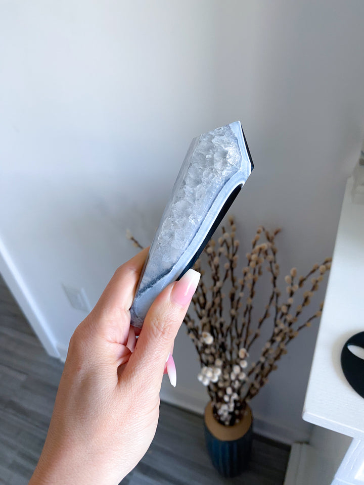 Black Agate Wand on Stand - Get Exact Piece