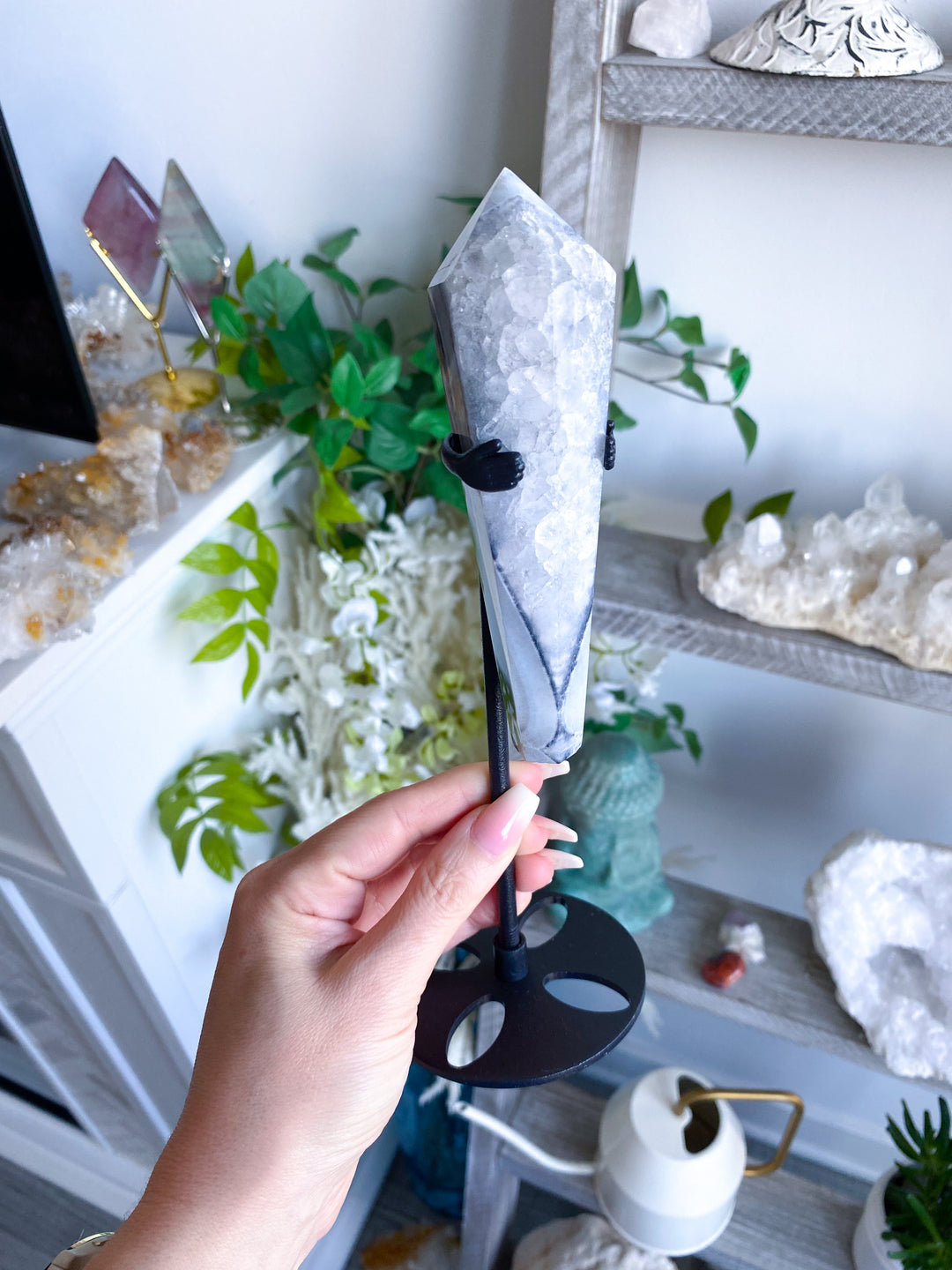 Black Agate Wand on Stand - Get Exact Piece