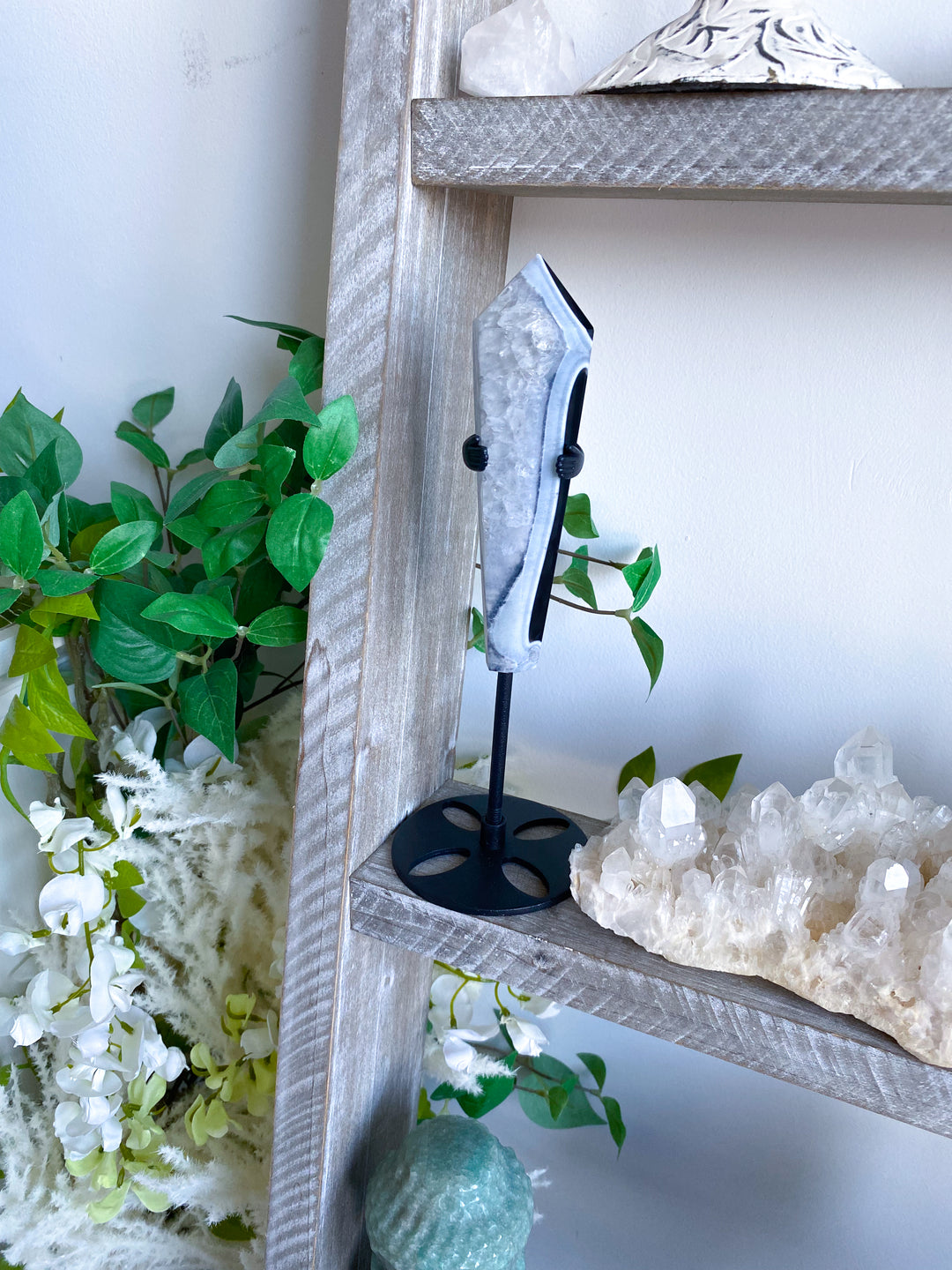 Black Agate Wand on Stand - Get Exact Piece
