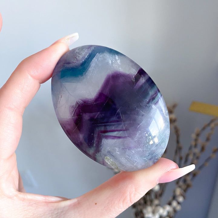 Chevron Rainbow Fluorite Palm #17