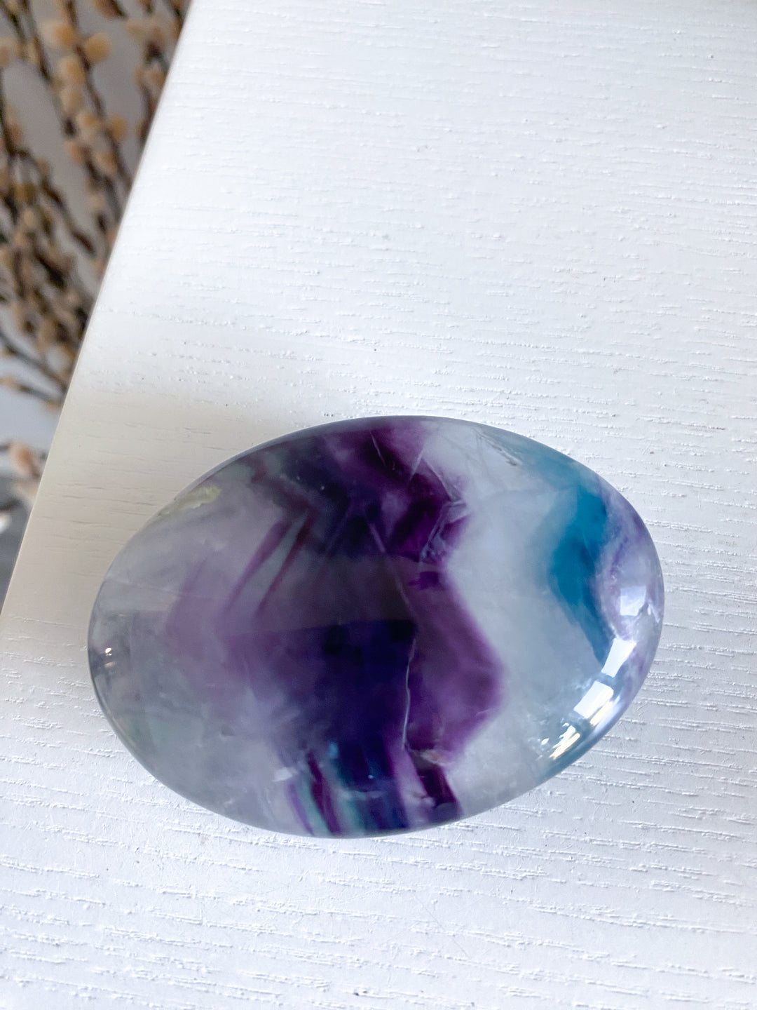 Chevron Rainbow Fluorite Palm #17