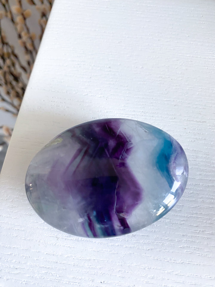 Chevron Rainbow Fluorite Palm #17