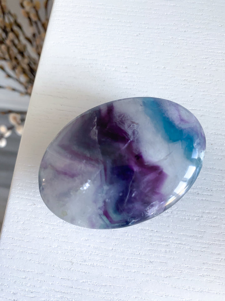 Chevron Rainbow Fluorite Palm #17