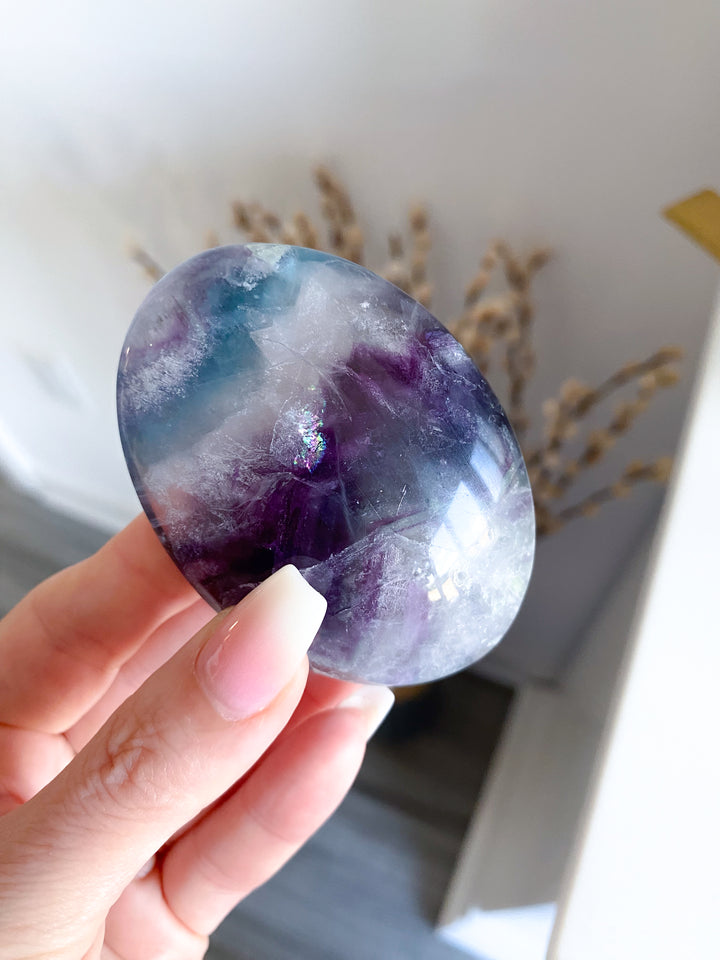 Chevron Rainbow Fluorite Palm #17