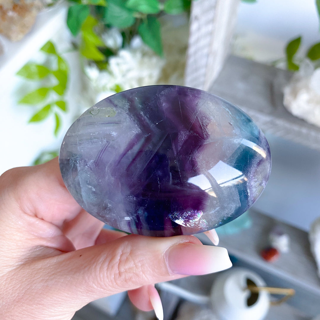 Chevron Rainbow Fluorite Palm #17