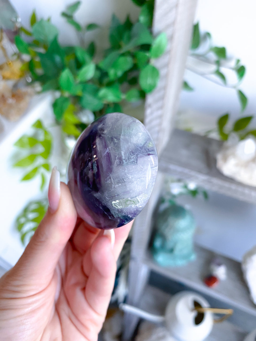 Chevron Rainbow Fluorite Palm #17