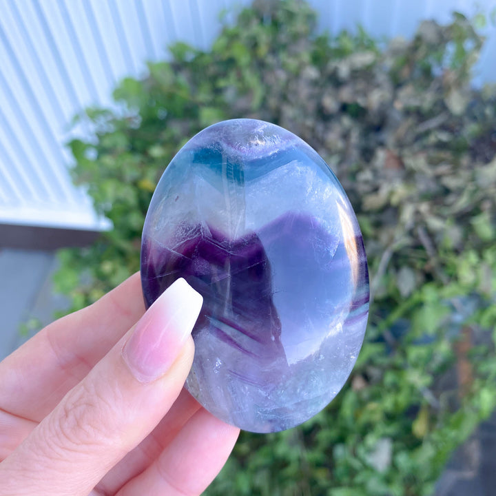 Chevron Rainbow Fluorite Palm #17