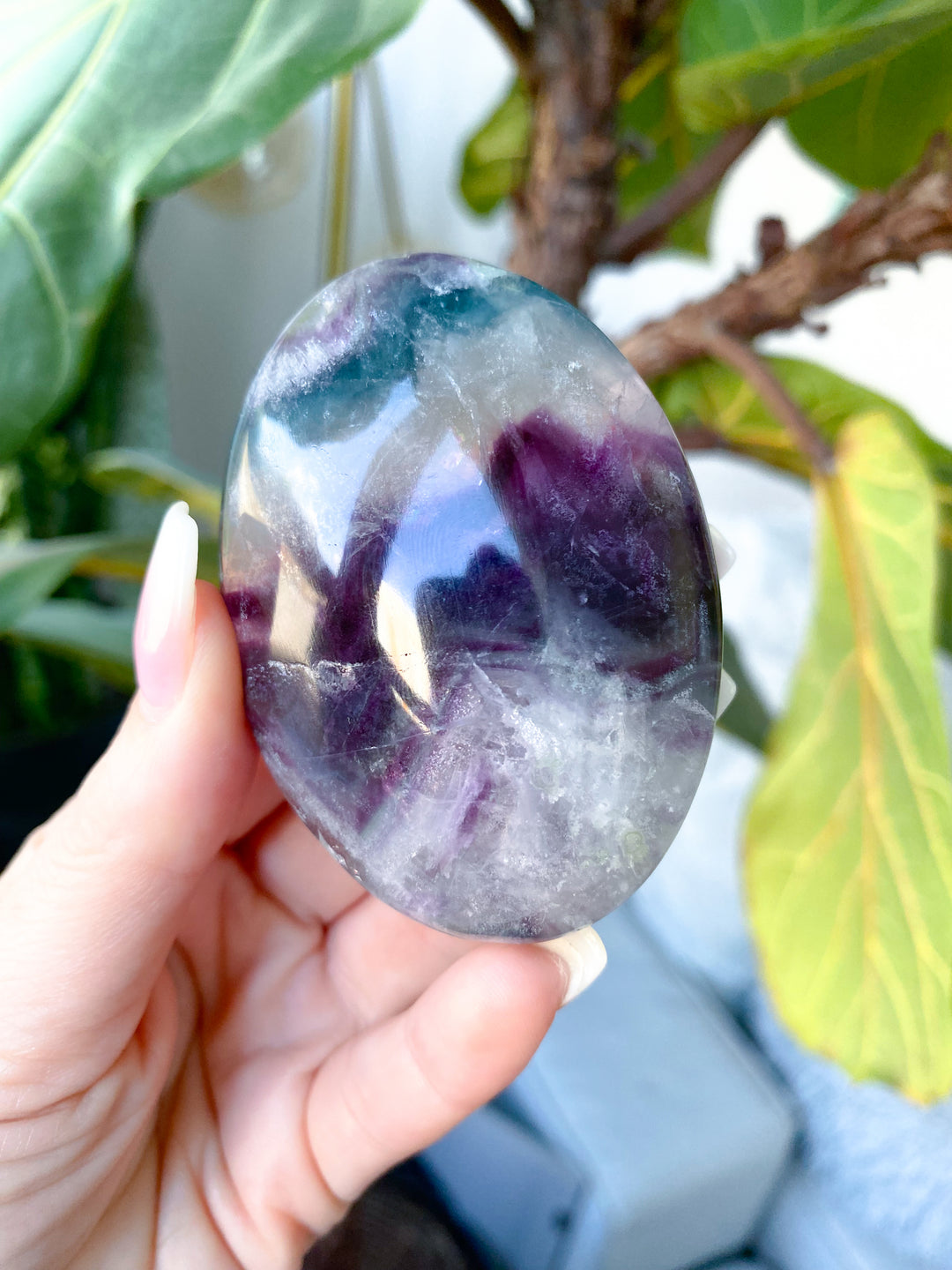 Chevron Rainbow Fluorite Palm #17