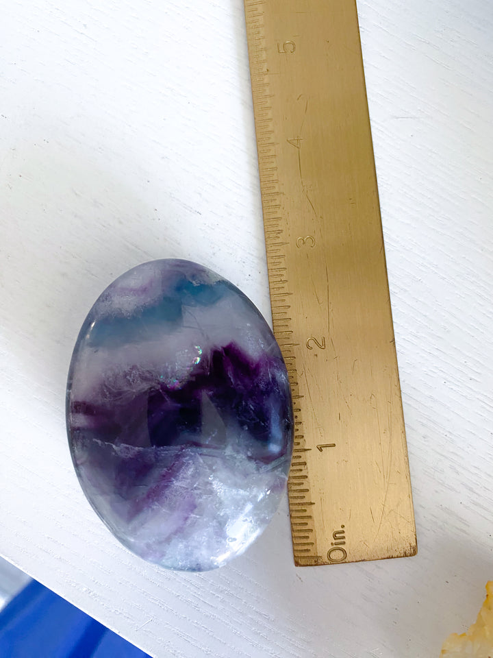 Chevron Rainbow Fluorite Palm #17