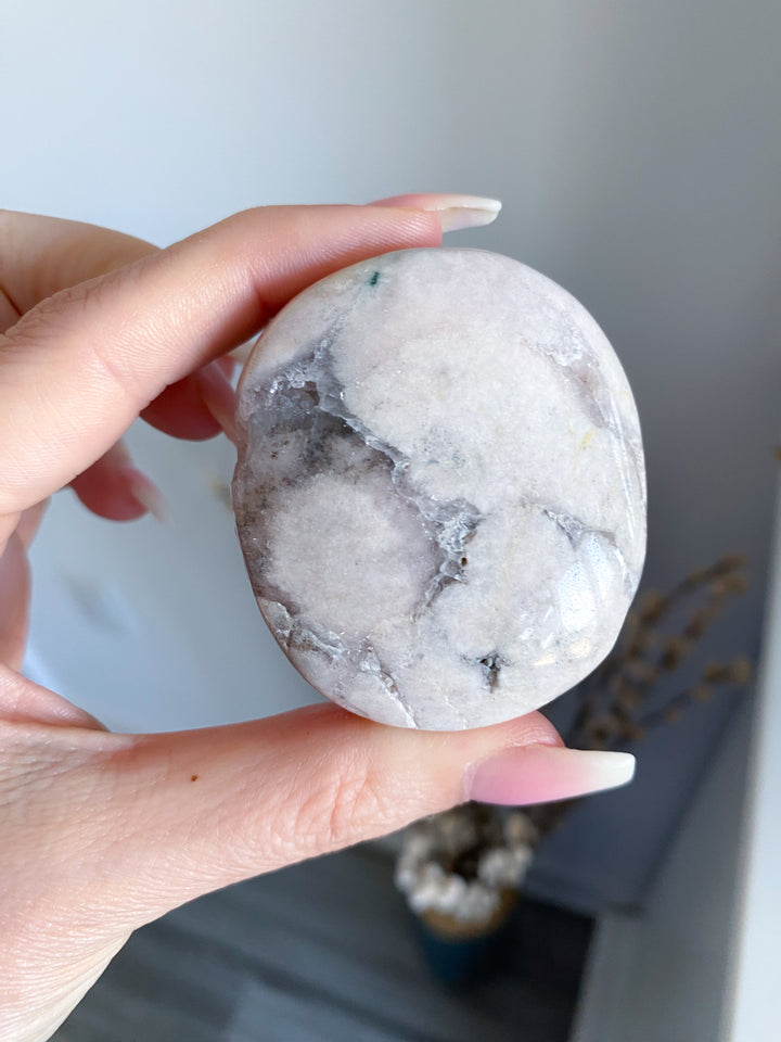 Chunky Pale Pink Amethyst w/ Quartz Palm Stone