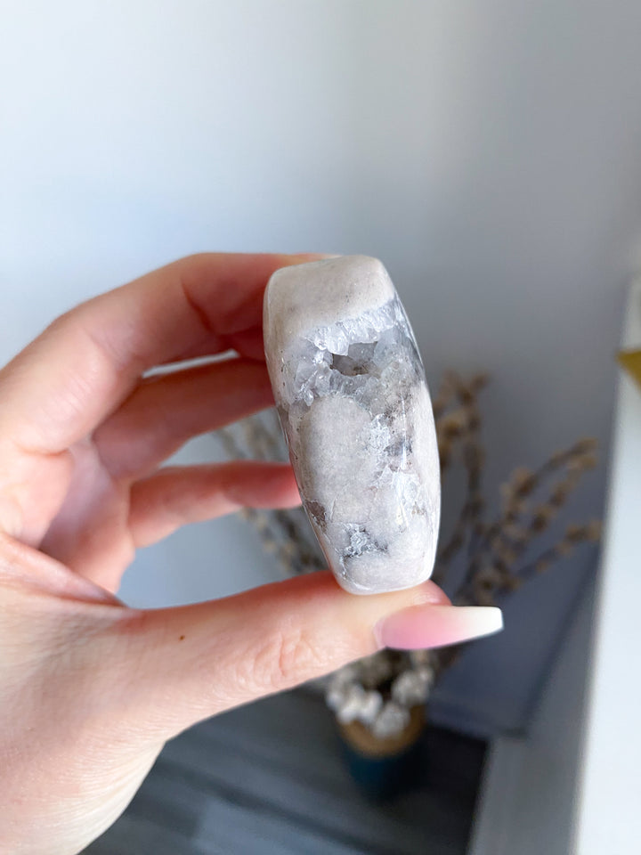 Chunky Pale Pink Amethyst w/ Quartz Palm Stone