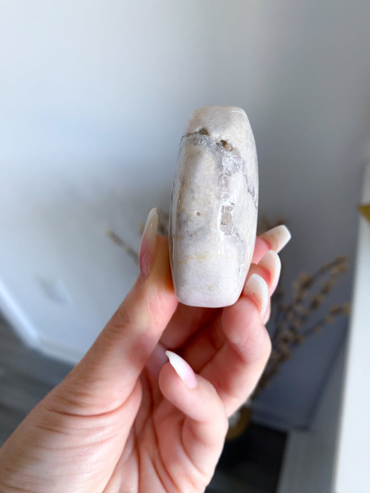 Chunky Pale Pink Amethyst w/ Quartz Palm Stone