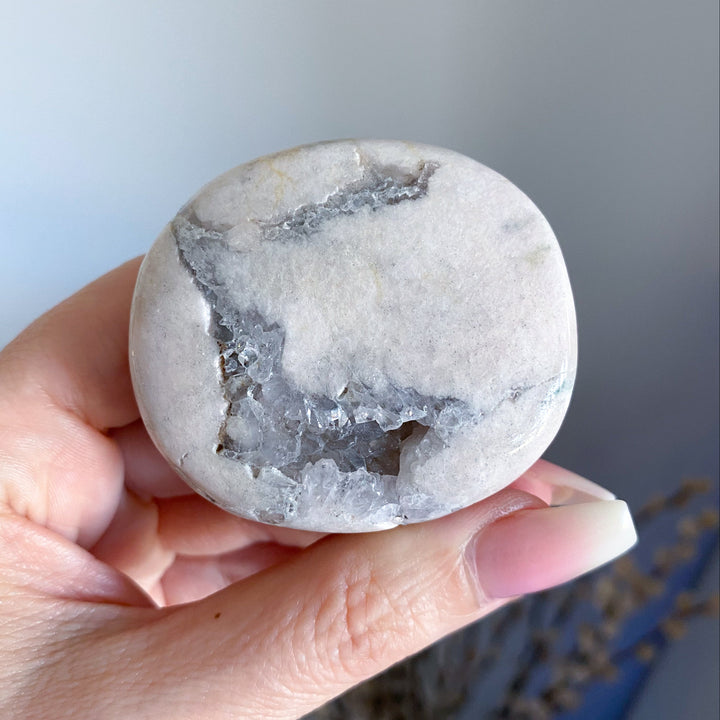 Chunky Pale Pink Amethyst w/ Quartz Palm Stone