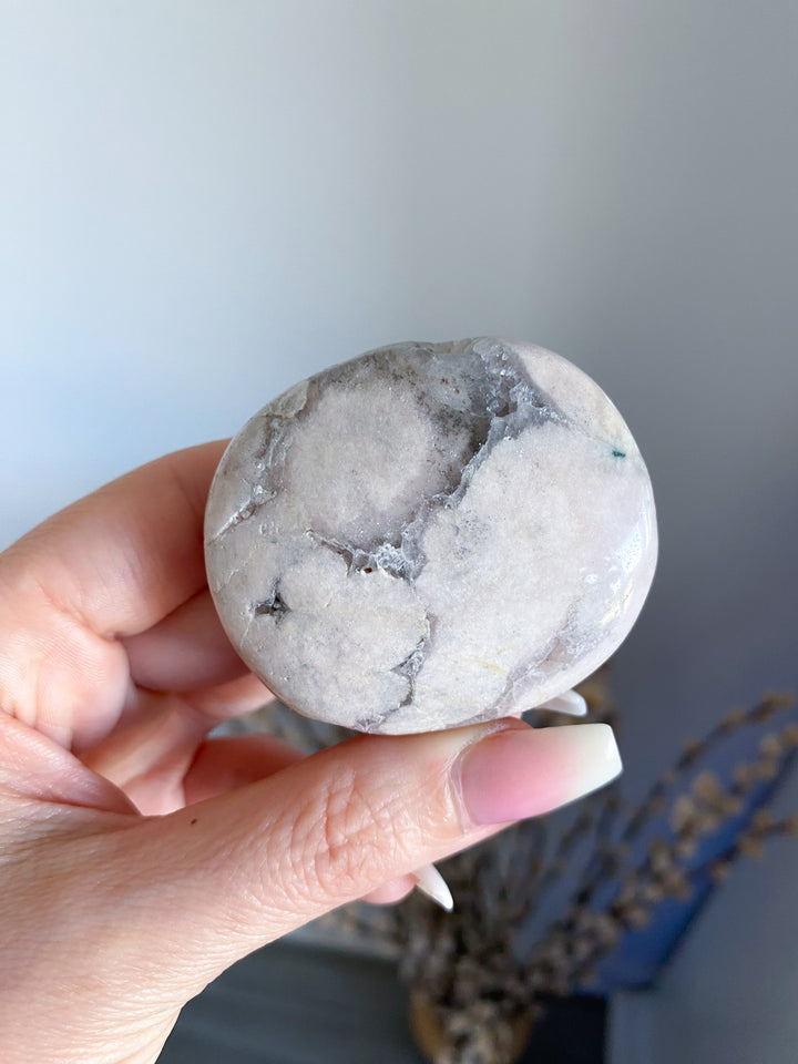 Chunky Pale Pink Amethyst w/ Quartz Palm Stone