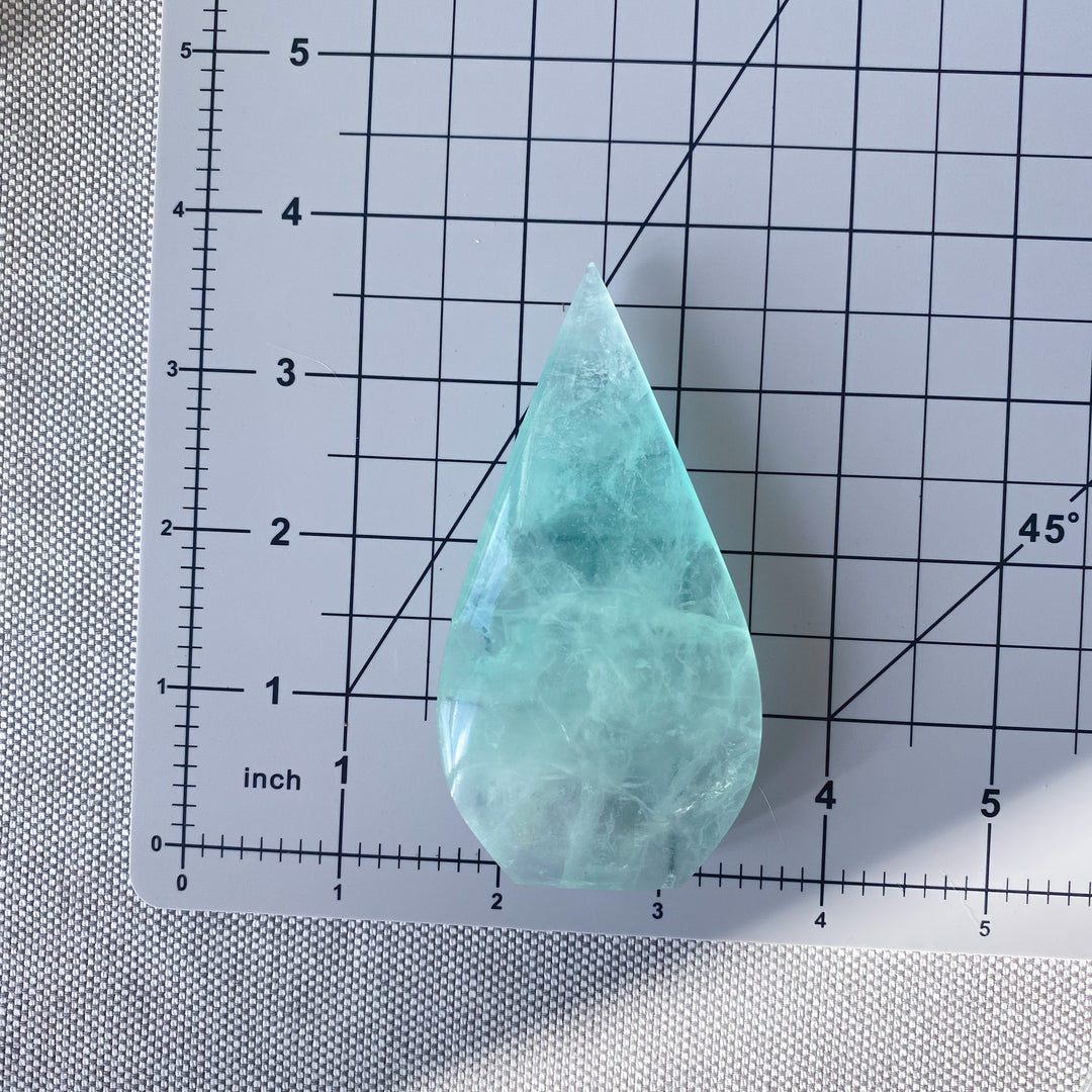 Green Fluorite Flame on Pentacle Stand 