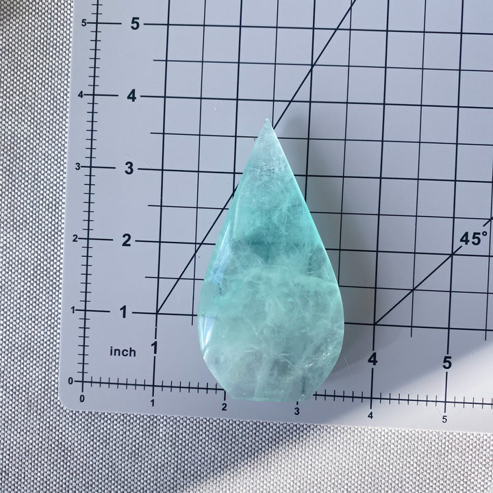 Green Fluorite Flame on Pentacle Stand 