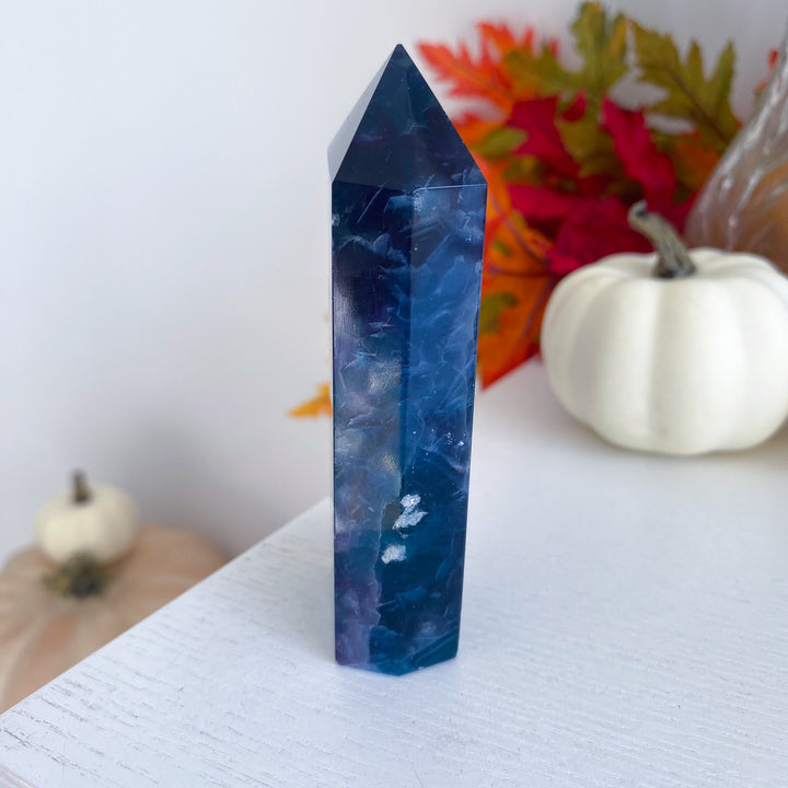Rough Edge Rainbow Fluorite Standing Slice 