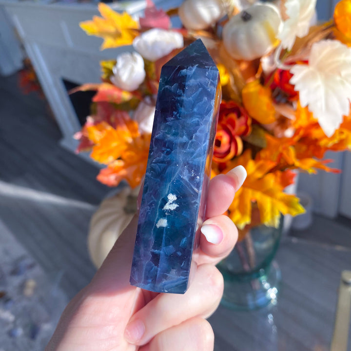 Rough Edge Rainbow Fluorite Standing Slice 