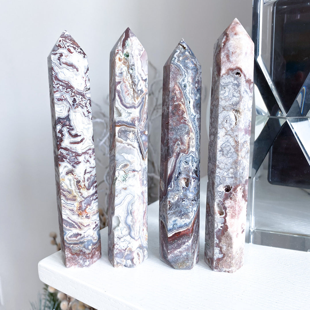 Crazy Lace Agate Tower 6" - Imperfect