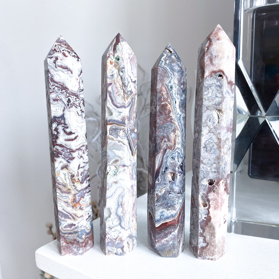 Crazy Lace Agate Tower 6" - Imperfect
