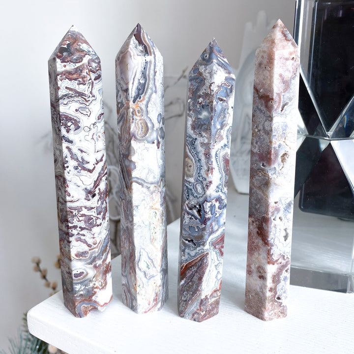 Crazy Lace Agate Tower 6" - Imperfect