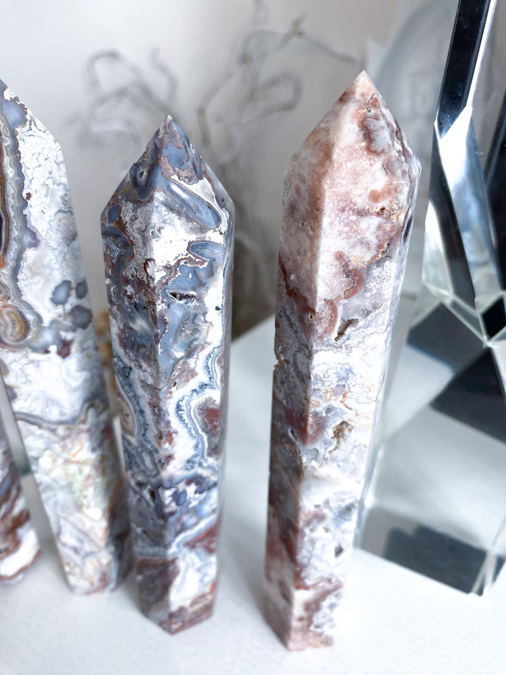 Crazy Lace Agate Tower 6" - Imperfect