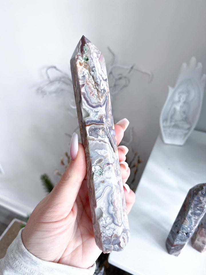 Crazy Lace Agate Tower 6" - Imperfect