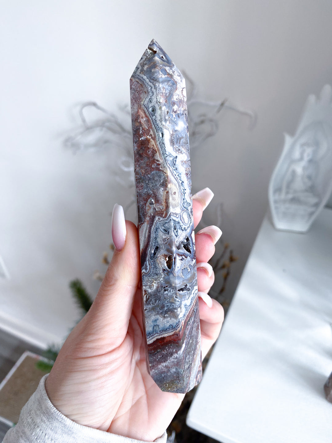 Crazy Lace Agate Tower 6" - Imperfect