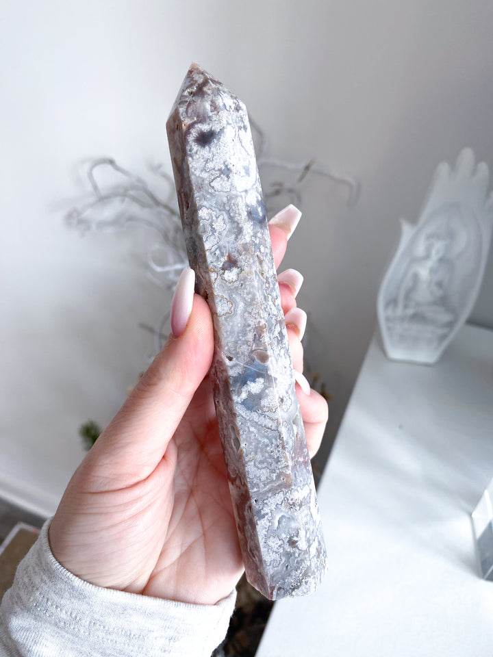 Crazy Lace Agate Tower 6" - Imperfect