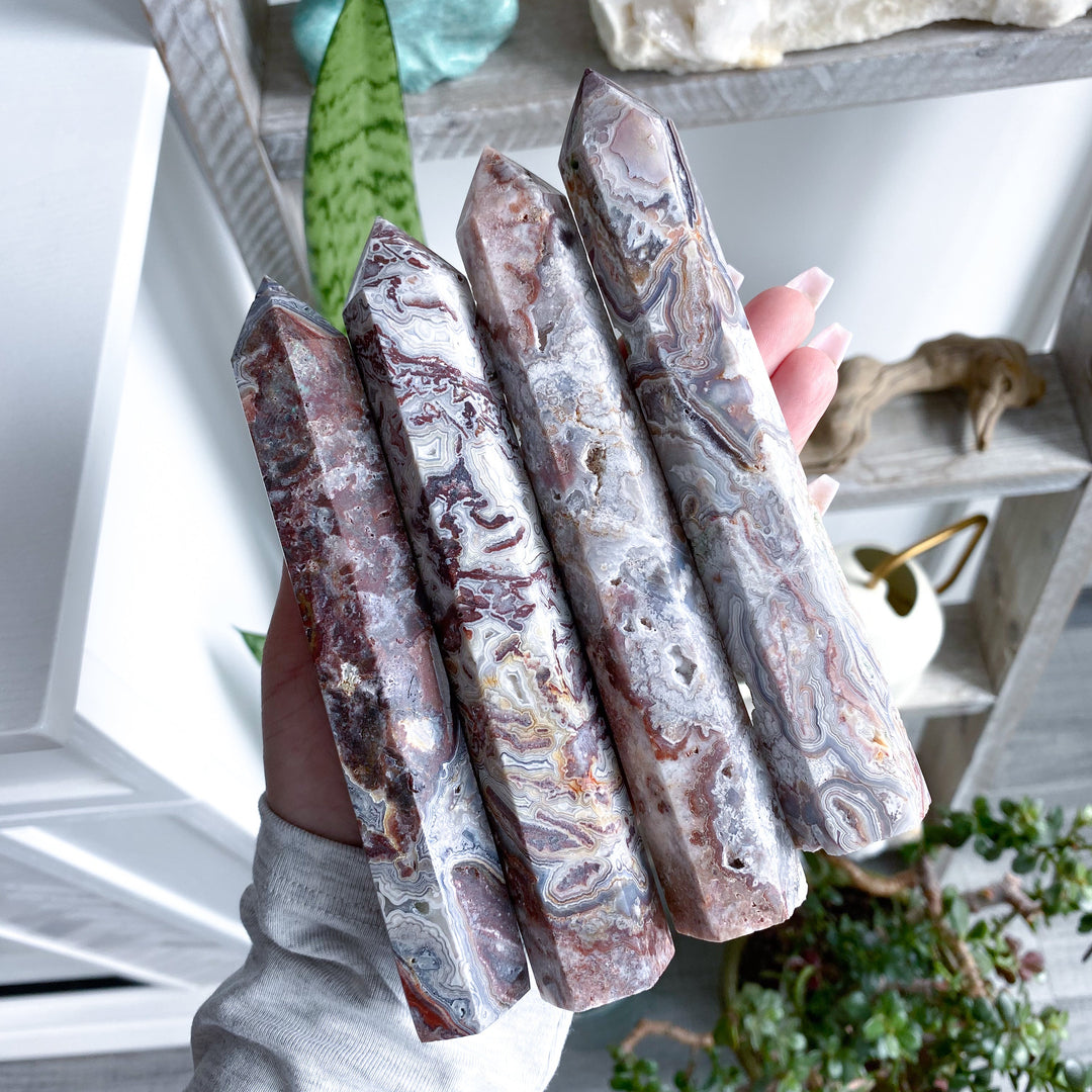 Crazy Lace Agate Tower 6" - Imperfect