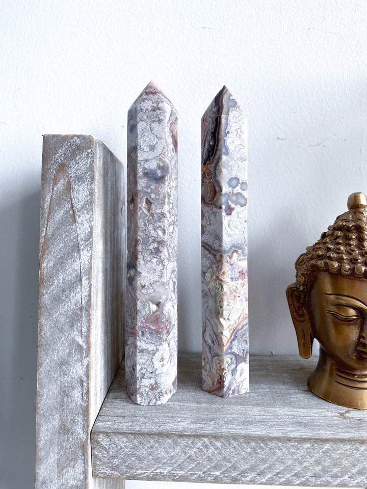 Crazy Lace Agate Tower 6" - Imperfect