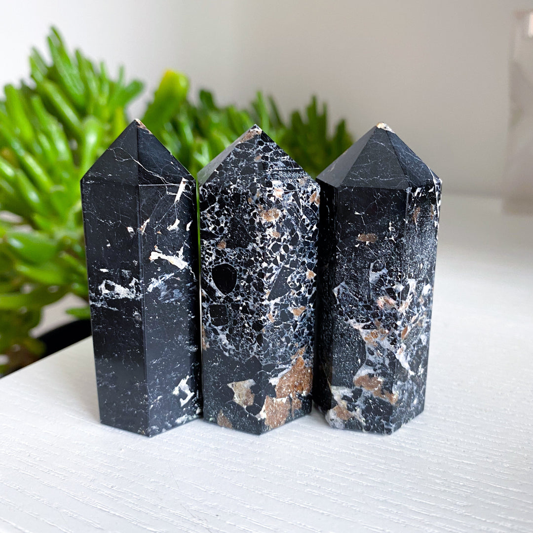 3" Black Tourmaline Tower with Inclusions