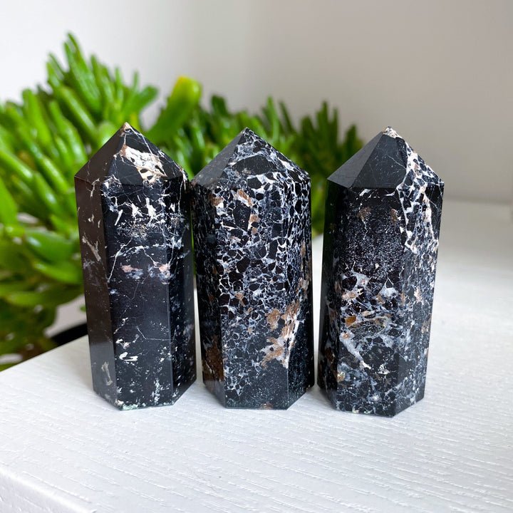 3" Black Tourmaline Tower with Inclusions